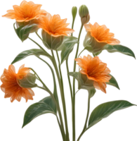 ai genererad orange Färg blomma, närbild lysande genomskinlig orange Färg blomma. png