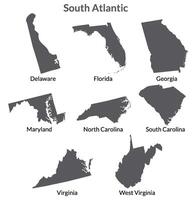 USA states South Pacific regions map. vector