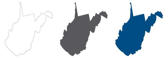 West Virginia map in set. USA state map. vector