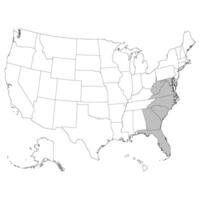 Estados Unidos estados sur Pacífico regiones mapa. vector