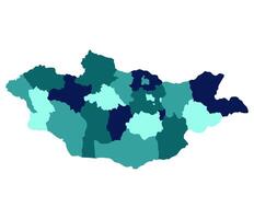 Mongolia map. Map of Mongolia administrator provinces in multicolor vector