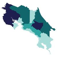 Costa Rica map. Map of Costa Rica in administrative provinces in multicolor vector