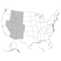 Estados Unidos estados montaña regiones mapa. vector