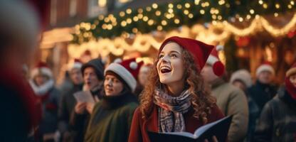 ai generado un tradicional Navidad escena, capturar el alegría y calor de el fiesta con Papa Noel noel, un chica, y un hermosamente decorado árbol en un acogedor habitación. foto