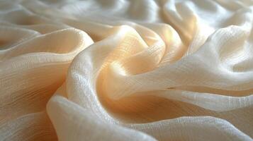 AI generated Warm toned soft silk fabric wavy background. The luxurious fabric texture is very realistic and detailed. photo