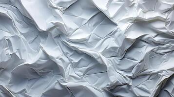 AI generated Glued white paper background. Crumpled texture background. photo