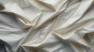 AI generated White crumpled paper texture background. photo