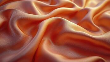 AI generated Orange silk fabric background. The luxurious fabric textured is very realistic and detailed. photo