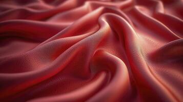 AI generated Red silk fabric background. The luxurious fabric textured is very realistic and detailed. photo