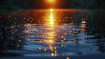 ai generado reflexión de puesta de sol ligero en el agua superficie. el chapoteo de espumoso agua es muy dramático. resumen antecedentes. foto