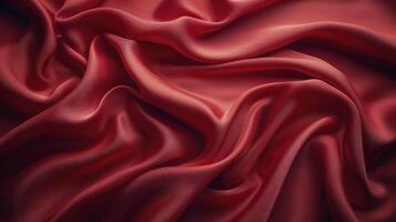 AI generated Red silk fabric background. The luxurious fabric textured is very realistic and detailed. photo