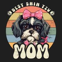 shih tzu mom tshirt retro design vector