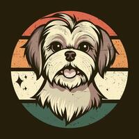 Retro shih tzu Dog tshirt design vector