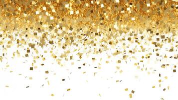 AI generated Golden confetti falls slightly apart, suitable for decoration, clean white background. 3d render photo