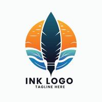 Ink concept education school college university logo design template vector