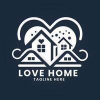 Love home love house concept real estate building logo design template vector