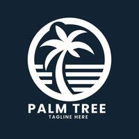 Sunset sea ocean beach logo design.palm tree logo design vector.wave logo design.leaf tree logo design vector