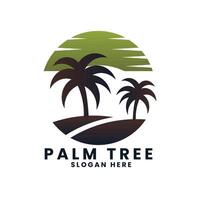 puesta de sol mar Oceano playa logo diseño.palma árbol logo diseño vector.onda logo diseño.hoja árbol logo diseño vector