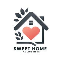 dulce hogar amor casa concepto real inmuebles edificio logo diseño modelo vector