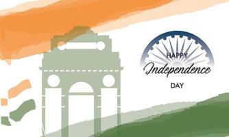 Outline of the Indian gate Arc on a colored happy india independence day Vector