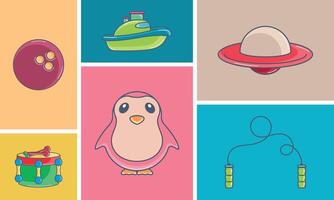 Set of different toy icons flat design Vector