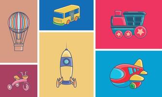 Set of different toy icons flat design Vector