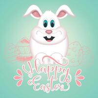 contento Pascua de Resurrección tarjeta. contento Pascua de Resurrección conejito dibujos animados - vector