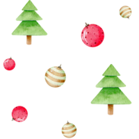 Natale palle e albero senza soluzione di continuità modello. mano disegnato acquerello illustrazione. inverno vacanze design per tessuto, sfondo, tessile. nuovo anno Stampa. png