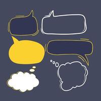 Set of hand drawn speech bubbles in doodle style. Vector illustration.
