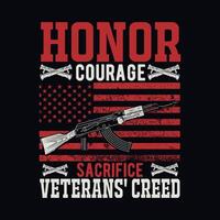 americano veteranos enojado en el Estados Unidos servir con honor, prima veteranos día camiseta diseño vector