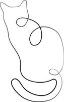 Poster wallart abstract one-line cat continuous black and white vector