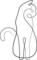 Poster wallart abstract one-line cat continuous black and white vector