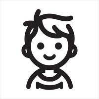 Cute boy cartoon one color design vector