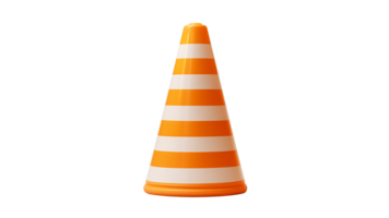 AI generated Orange traffic cone with white lines cut out. Traffic cone on transparent background png