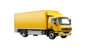 AI generated Yellow truck cut out. Delivery truck on transparent background png