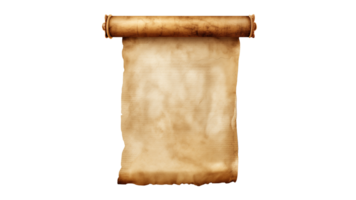 AI generated Old fashioned parchment with rolled edges cut out. Parchment roller on transparent background png