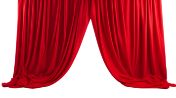 AI generated Red theater curtain cut out. Red curtain on transparent background png