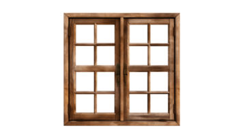 AI generated Wooden window cut out. Retro window on transparent background png