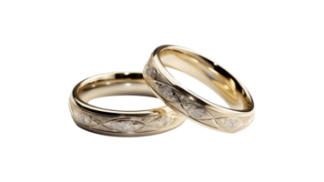 ai generiert Hochzeit Ring Schnitt aus. golden Ring auf transparent Hintergrund png