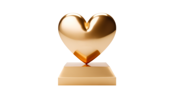 AI generated Golden heart trophy. Golden trophy in heart shape cutout png