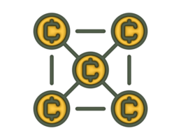 uma 3d criptomoeda blockchain em uma transparente fundo png