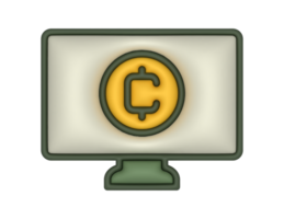 a 3d Cryptocurrency Computer And Coin on a transparent background png