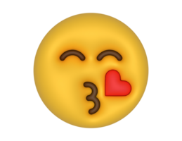 uma 3d beijo emoji em uma transparente fundo png