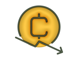 a 3d Cryptocurrency Coin Stats on a transparent background png