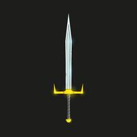 A fantasy, beautiful, elven sword with a golden hilt and a shining blade. Vector illustration.