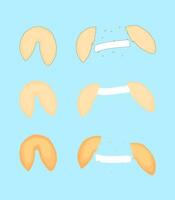Vector illustration of fortune cookies. A whole and broken fortune cookie with blank paper for text.