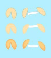 Vector illustration of fortune cookies. A whole and broken fortune cookie with blank paper for text.