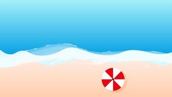 The coast of the beach on which there is a beach umbrella and casts a shadow on the sand. vector