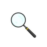 A vector magnifier. A magnifying glass with a black frame and handle isolated on a white background.