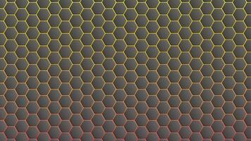 Vector hexagonal grid of dark hexagons. Gradient red-orange background. Desktop wallpapers.